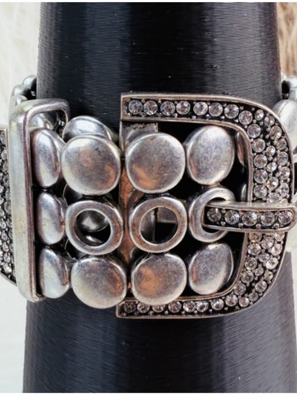 Vintage Premier Designs Rhinestone Silver Buckle Bracelet - EUC - Picture 4 of 11